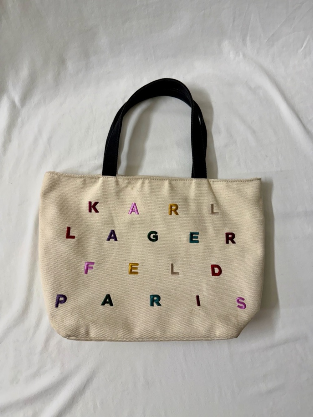 Karl Lagerfeld Paris Canvas Tote Bag | Multicolor Logo | Everyday Carry